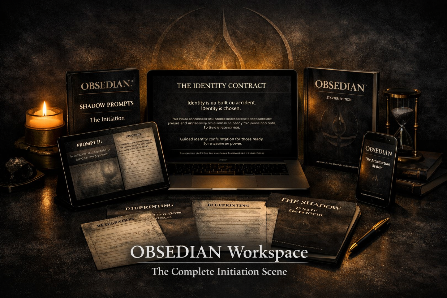 OBSEDIAN Bundle — The Complete Initiation   Everything changes when you stop running from yourself.   → BEGIN YOUR IRREVERSIBLE IDENTITY RESET.