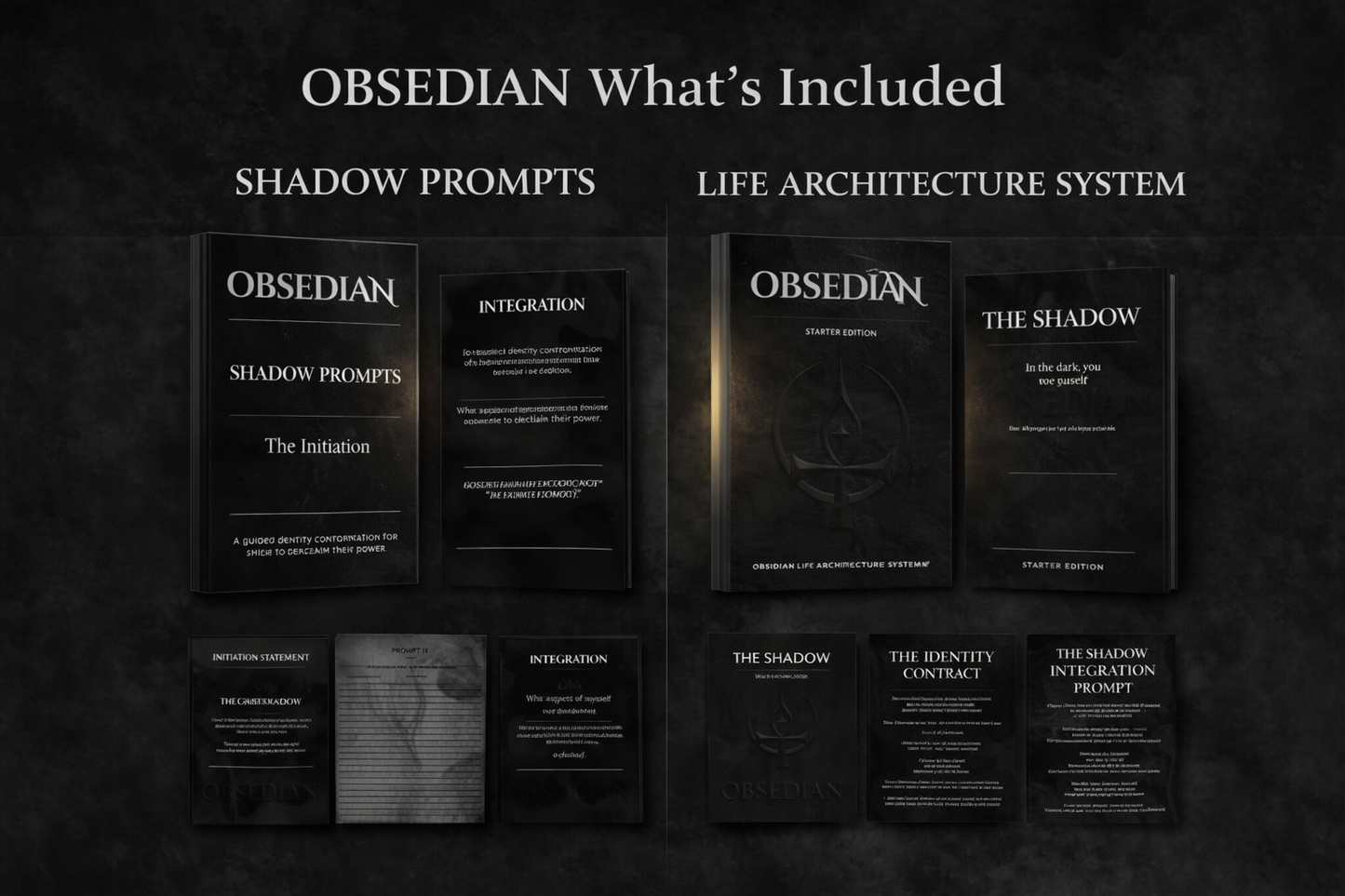 OBSEDIAN Bundle — The Complete Initiation   Everything changes when you stop running from yourself.   → BEGIN YOUR IRREVERSIBLE IDENTITY RESET.