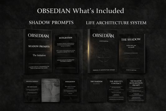 OBSEDIAN Bundle — The Complete Initiation   Everything changes when you stop running from yourself.   → BEGIN YOUR IRREVERSIBLE IDENTITY RESET.